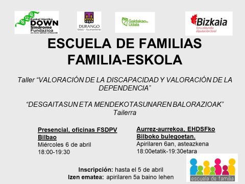 Escuela de Familias "Valoración de la discapacidad y de la dependencia"